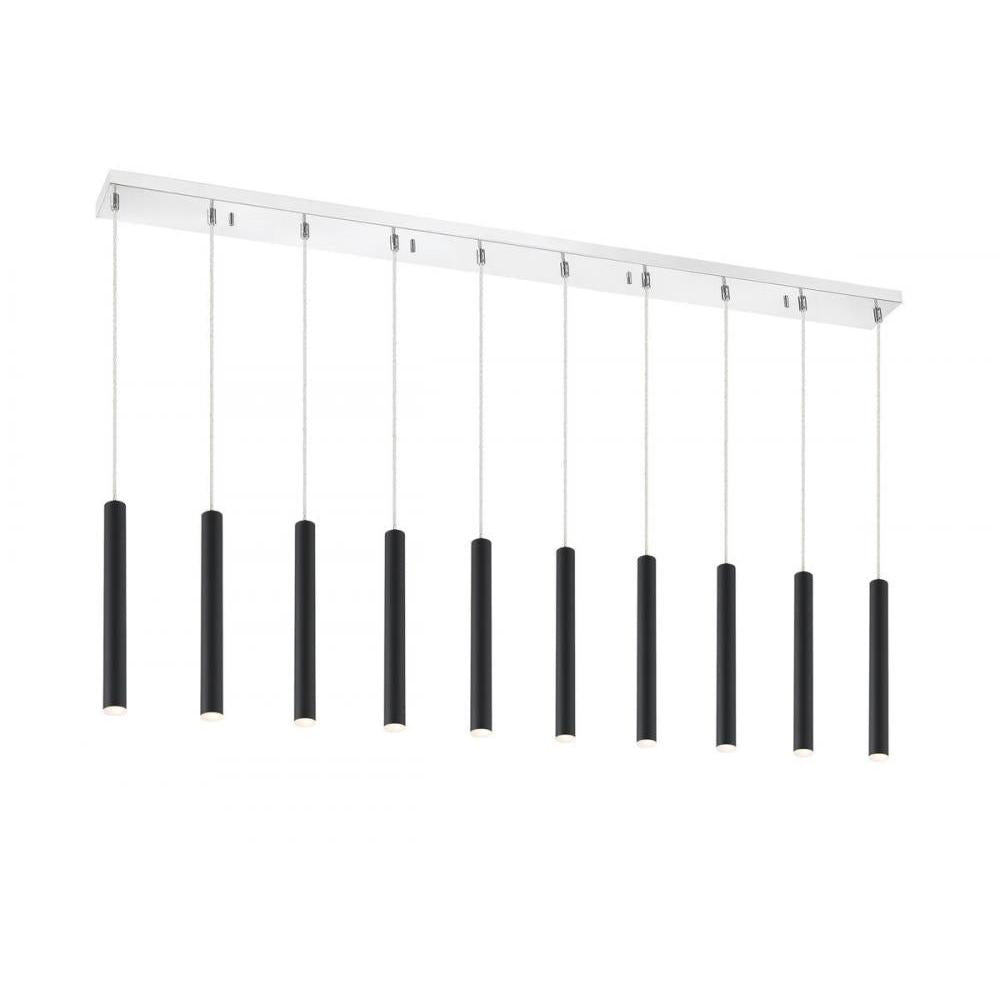 10 Light Linear Chandelier-Matte Black