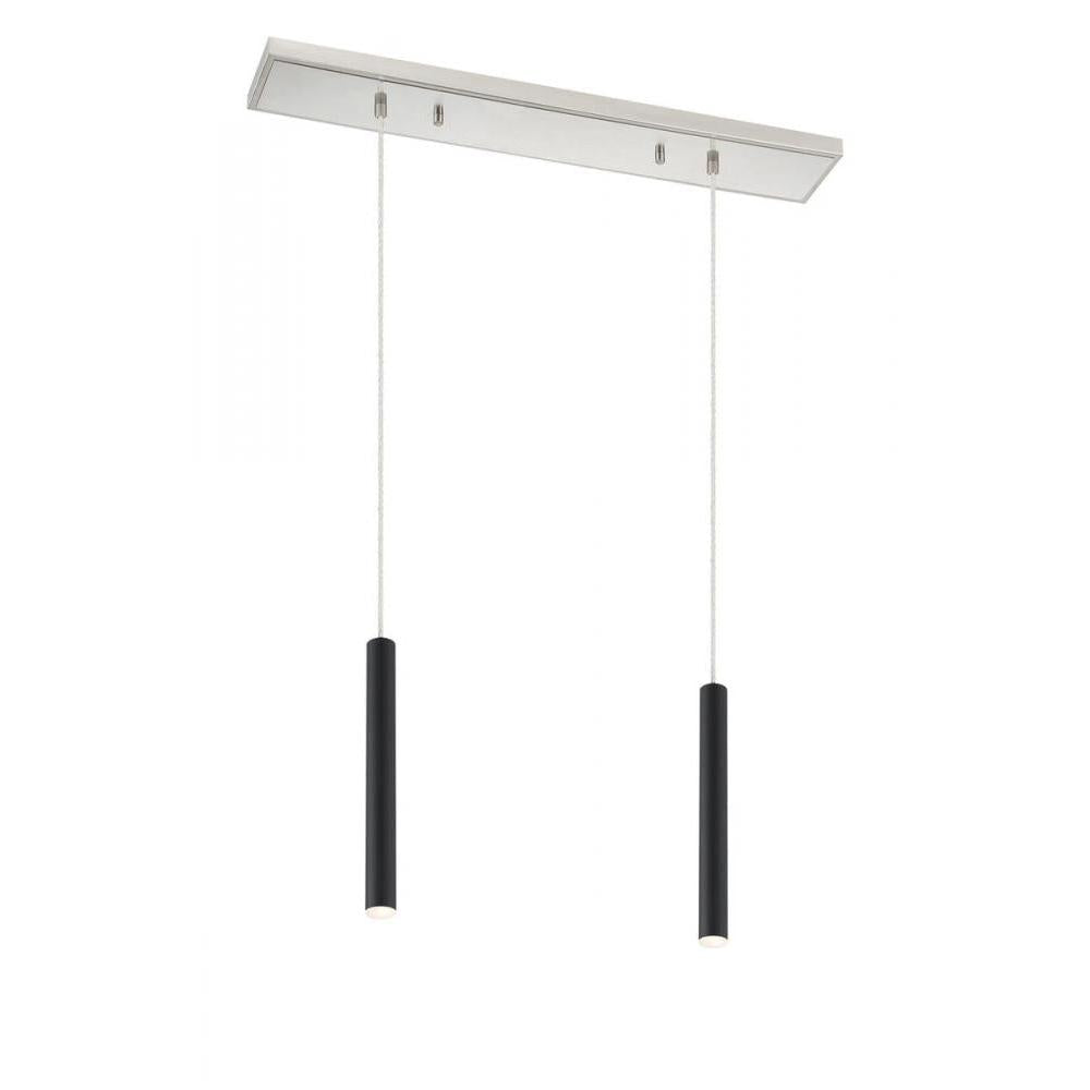 2 Light Linear Chandelier-Matte Black