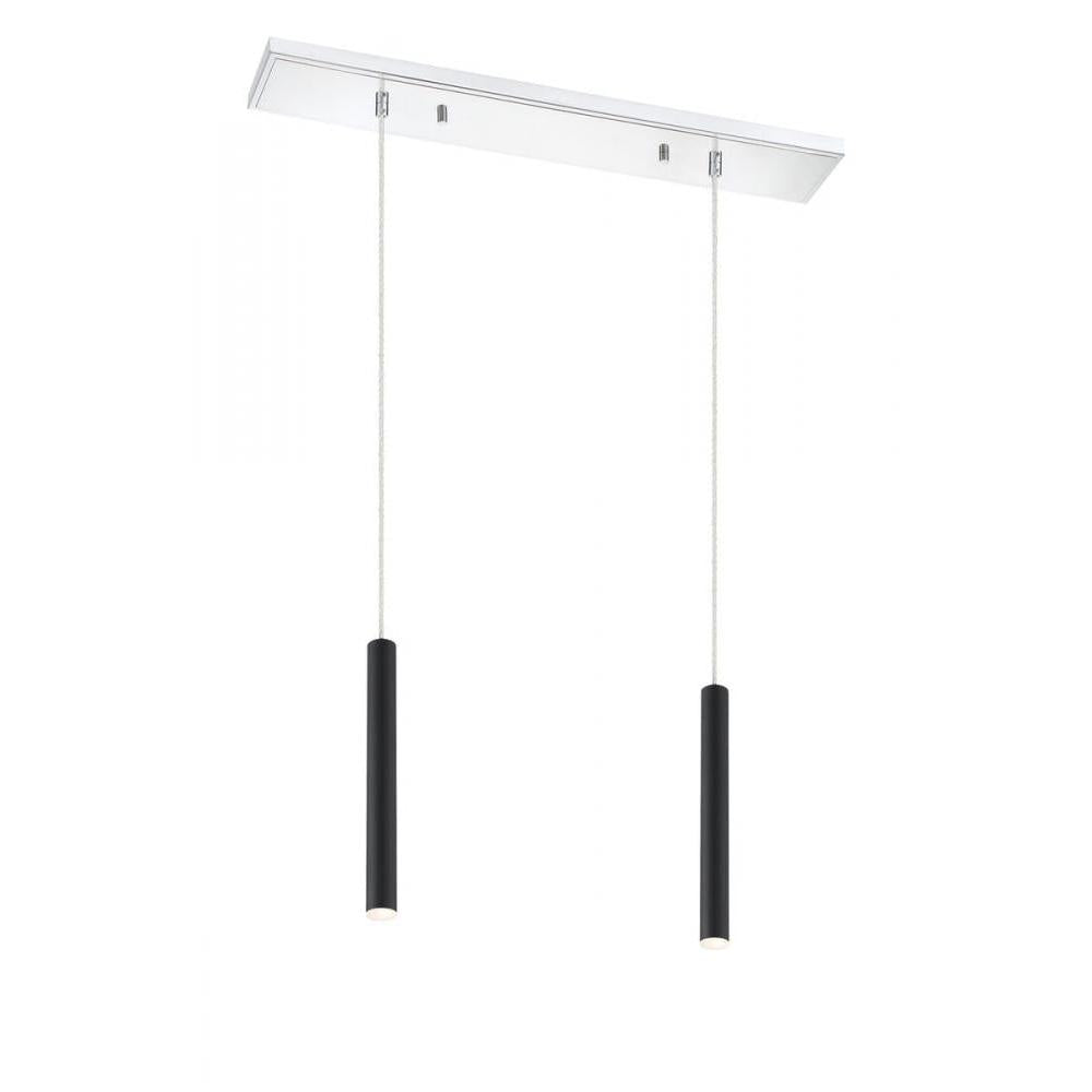 2 Light Linear Chandelier-Matte Black