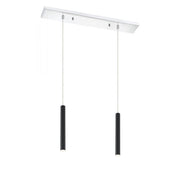 2 Light Linear Chandelier-Matte Black