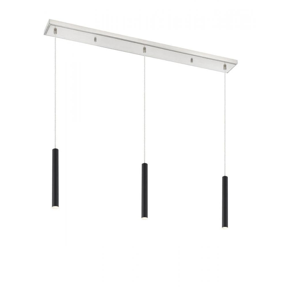 3 Light Linear Chandelier-Matte Black