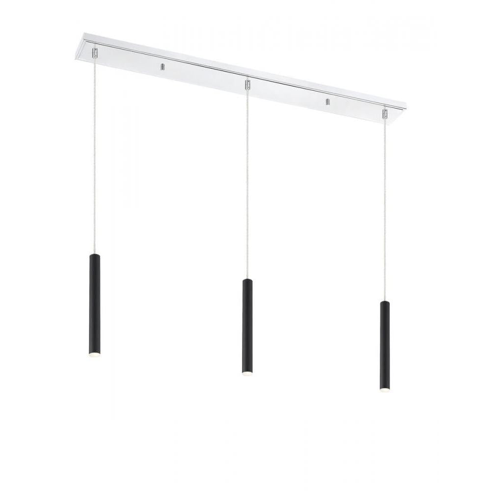 3 Light Linear Chandelier-Matte Black