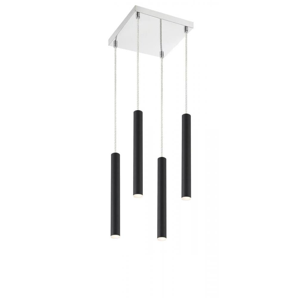4 Light Chandelier-Matte Black