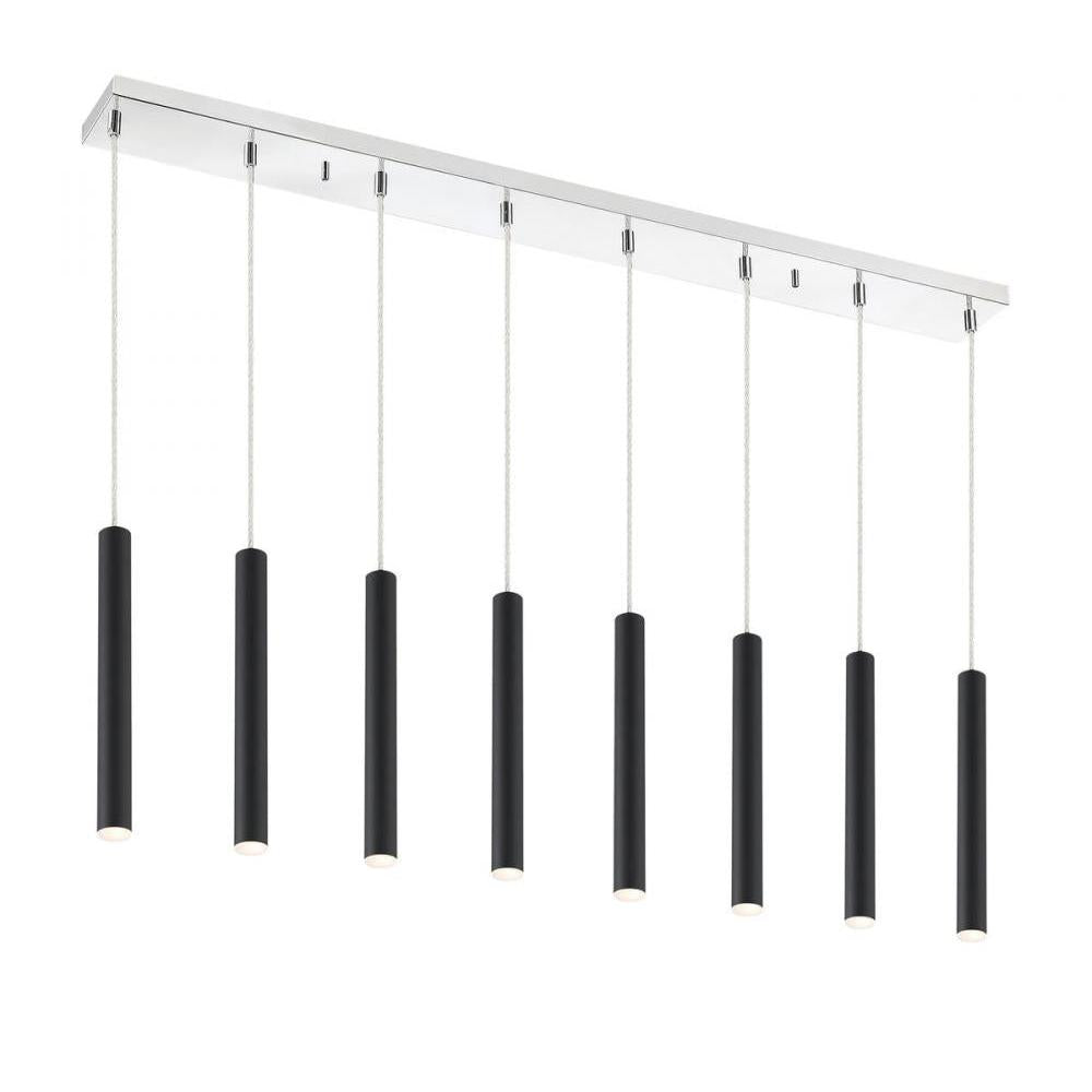 8 Light Linear Chandelier-Matte Black