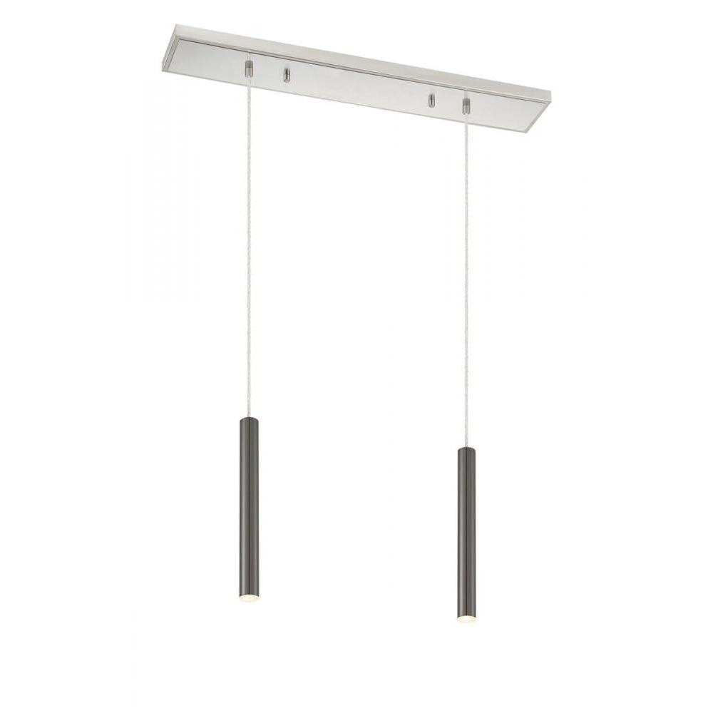 2 Light Linear Chandelier-Pearl Black