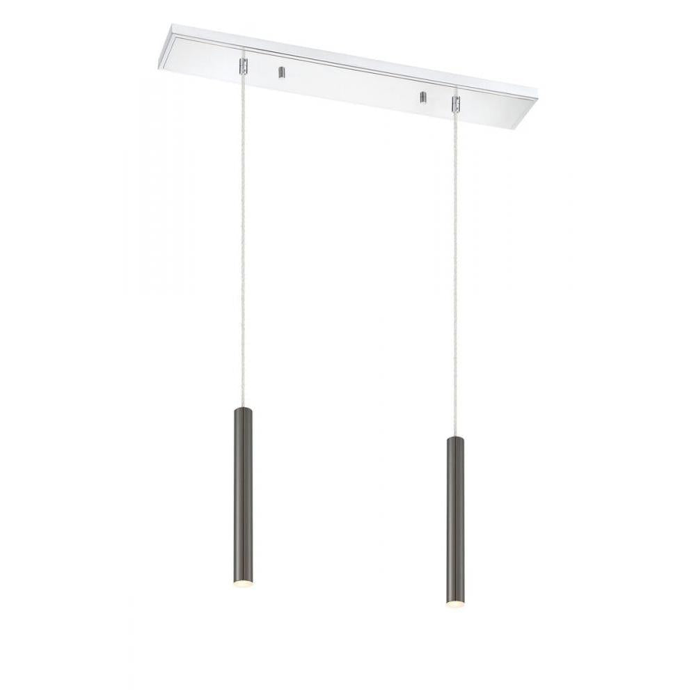2 Light Linear Chandelier-Pearl Black