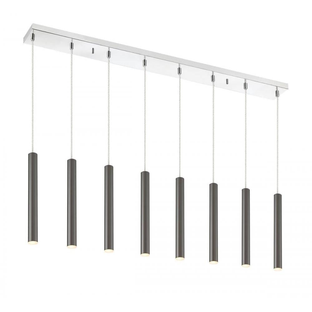 8 Light Linear Chandelier-Pearl Black