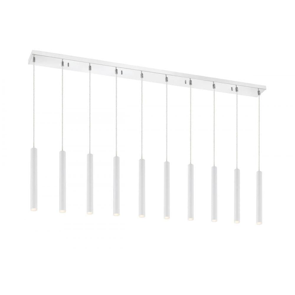10 Light Linear Chandelier-Matte White