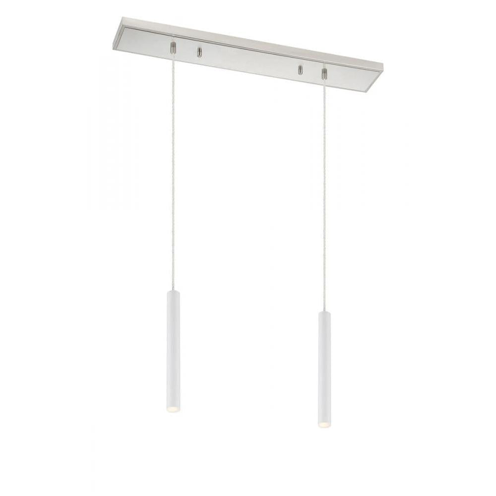 2 Light Linear Chandelier-Matte White