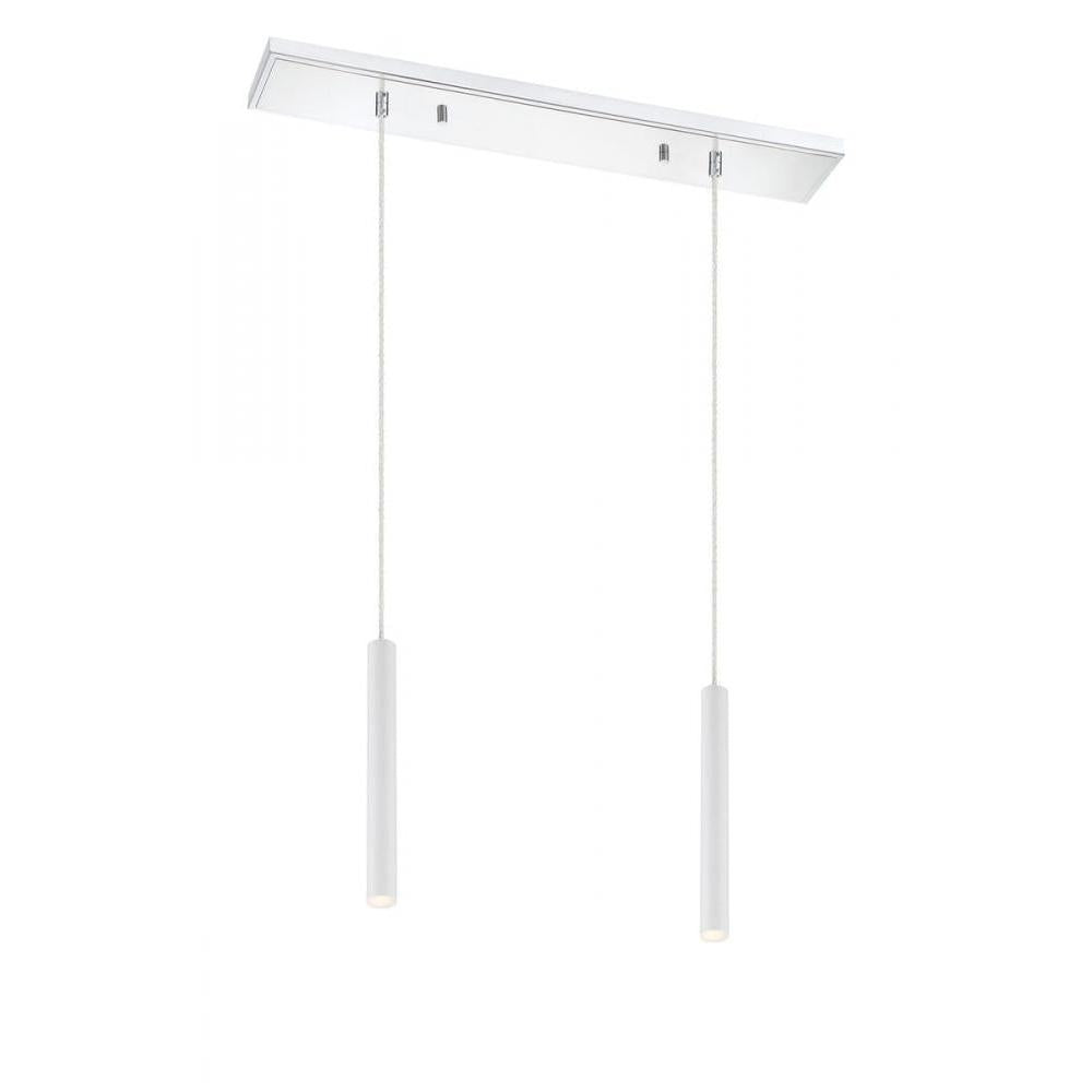 2 Light Linear Chandelier-Matte White