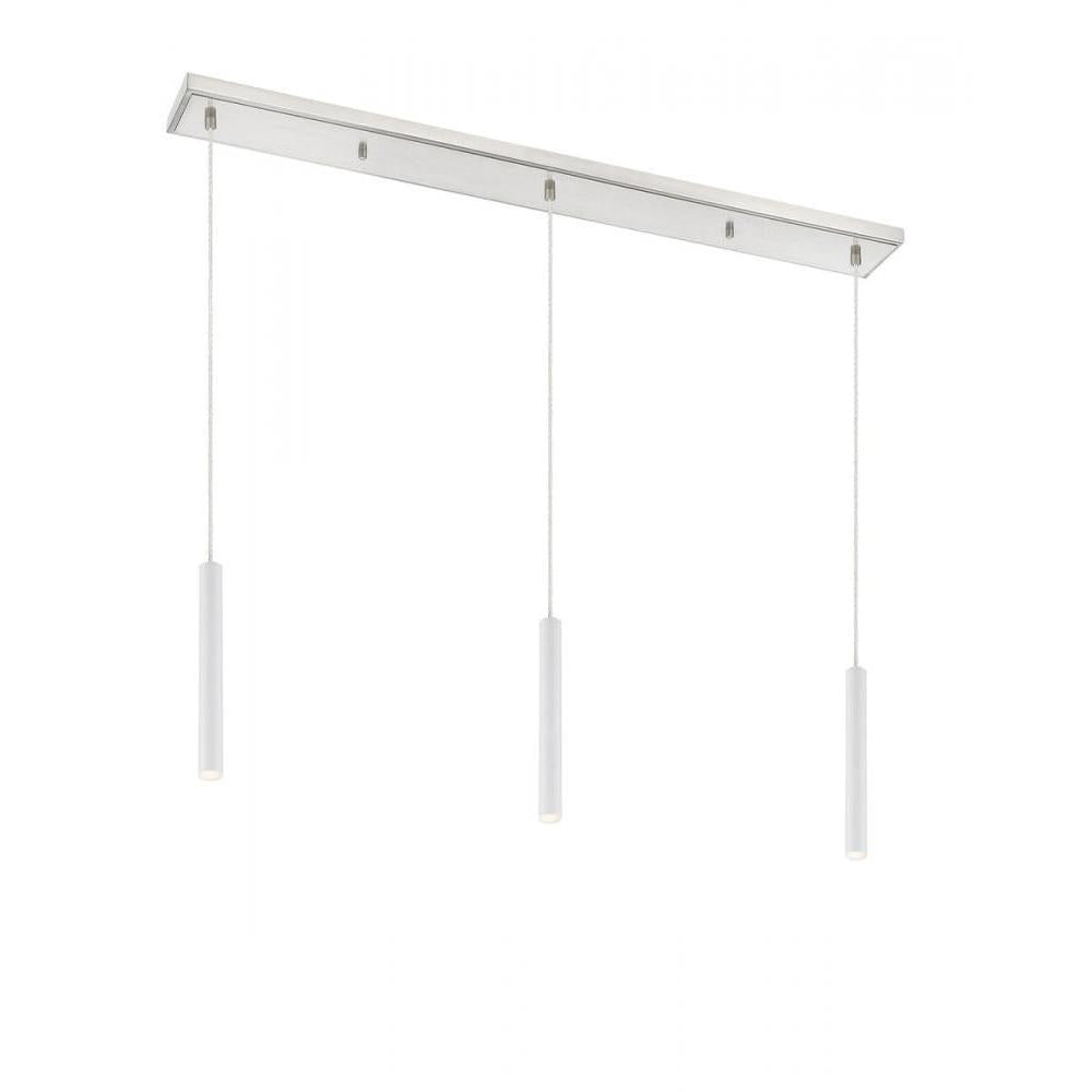 3 Light Linear Chandelier-Matte White