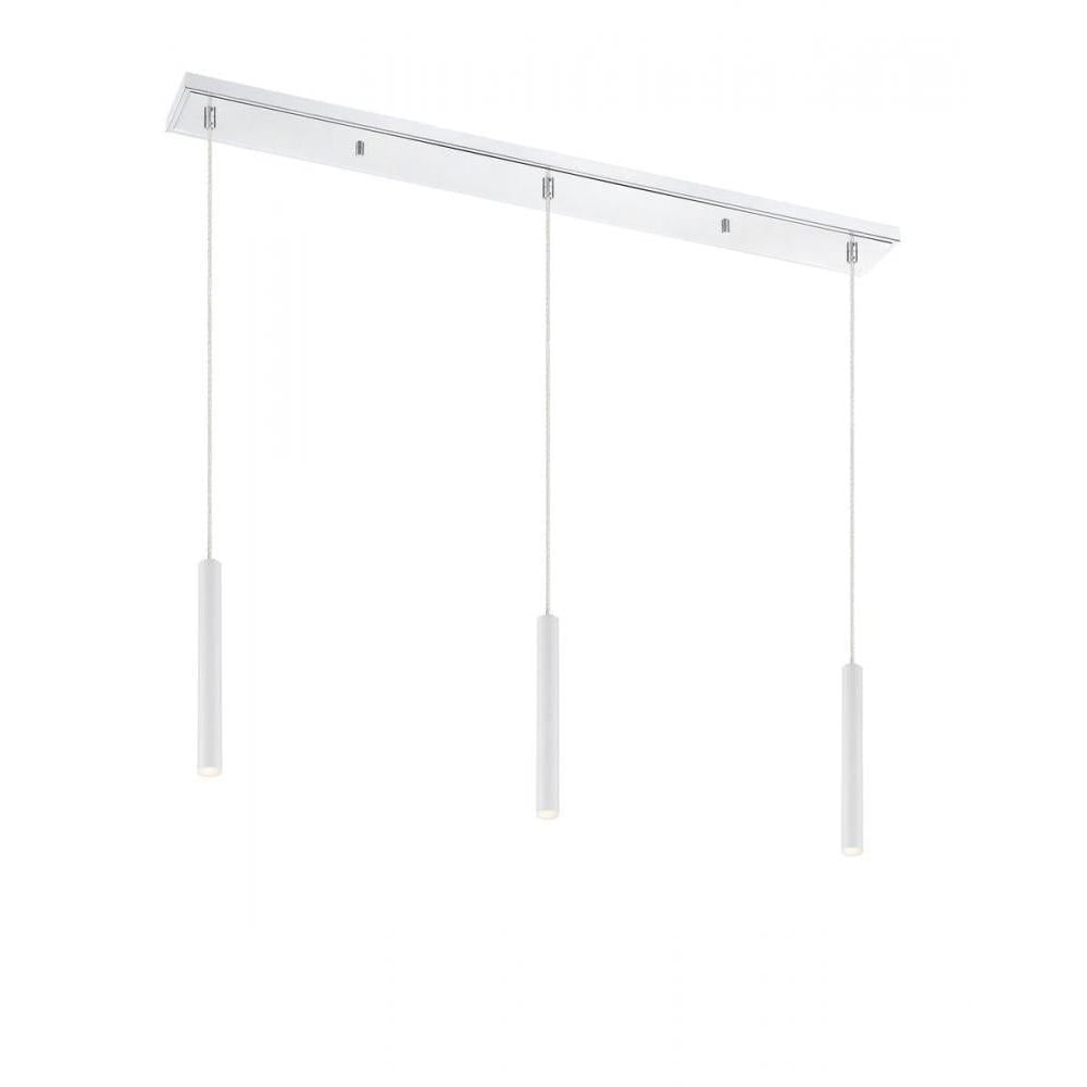 3 Light Linear Chandelier-Matte White