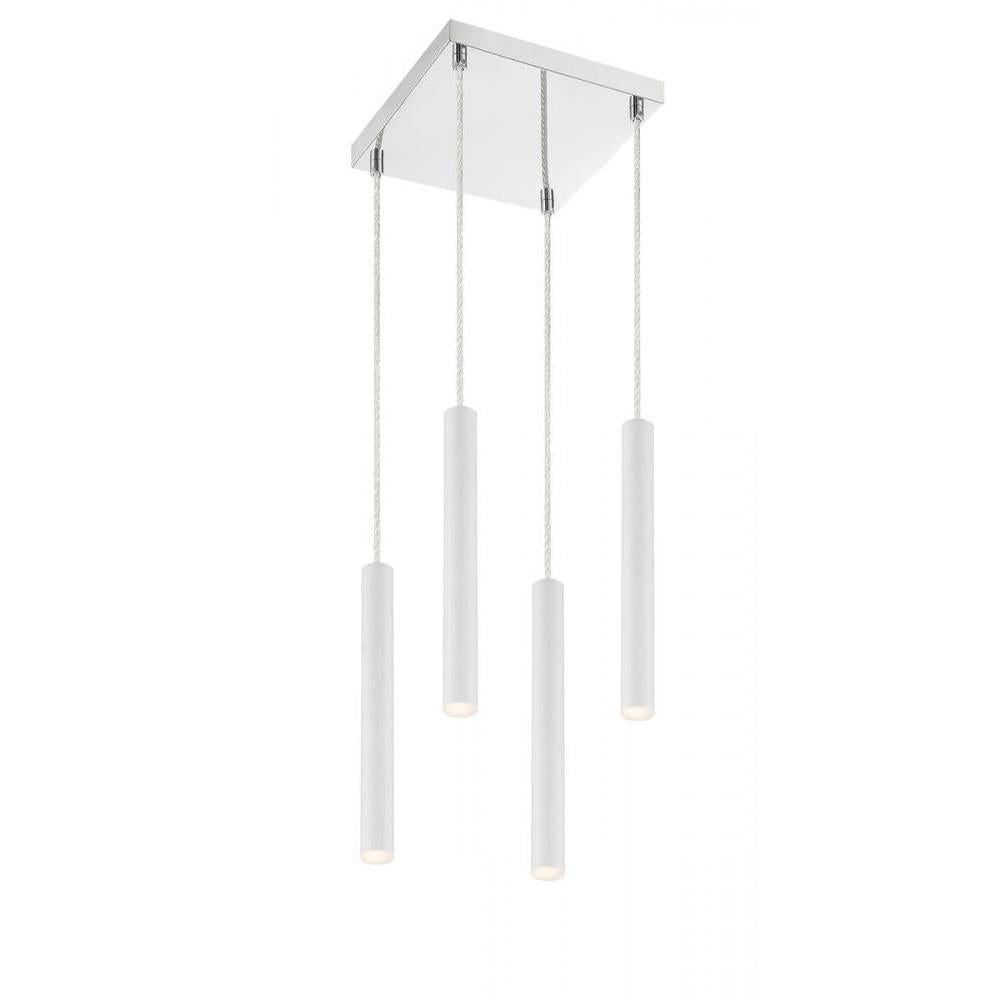 4 Light Chandelier-Matte White