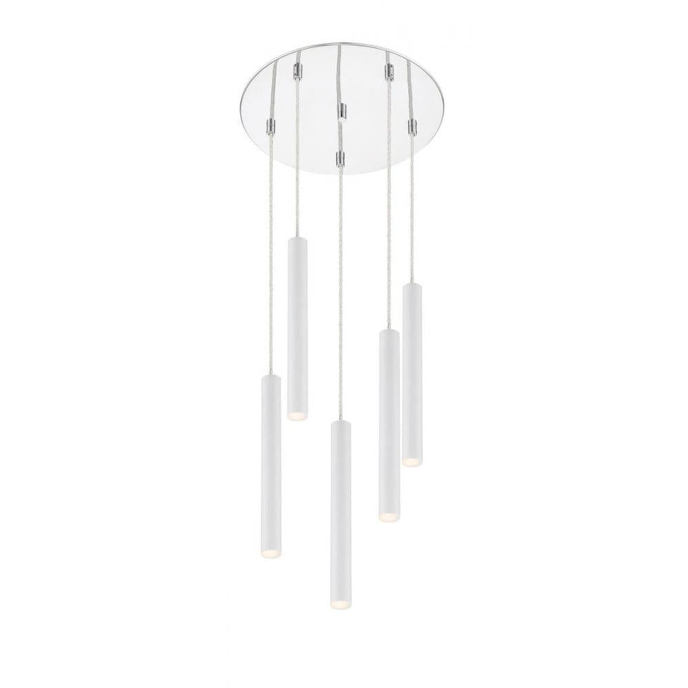 5 Light Chandelier-Matte White