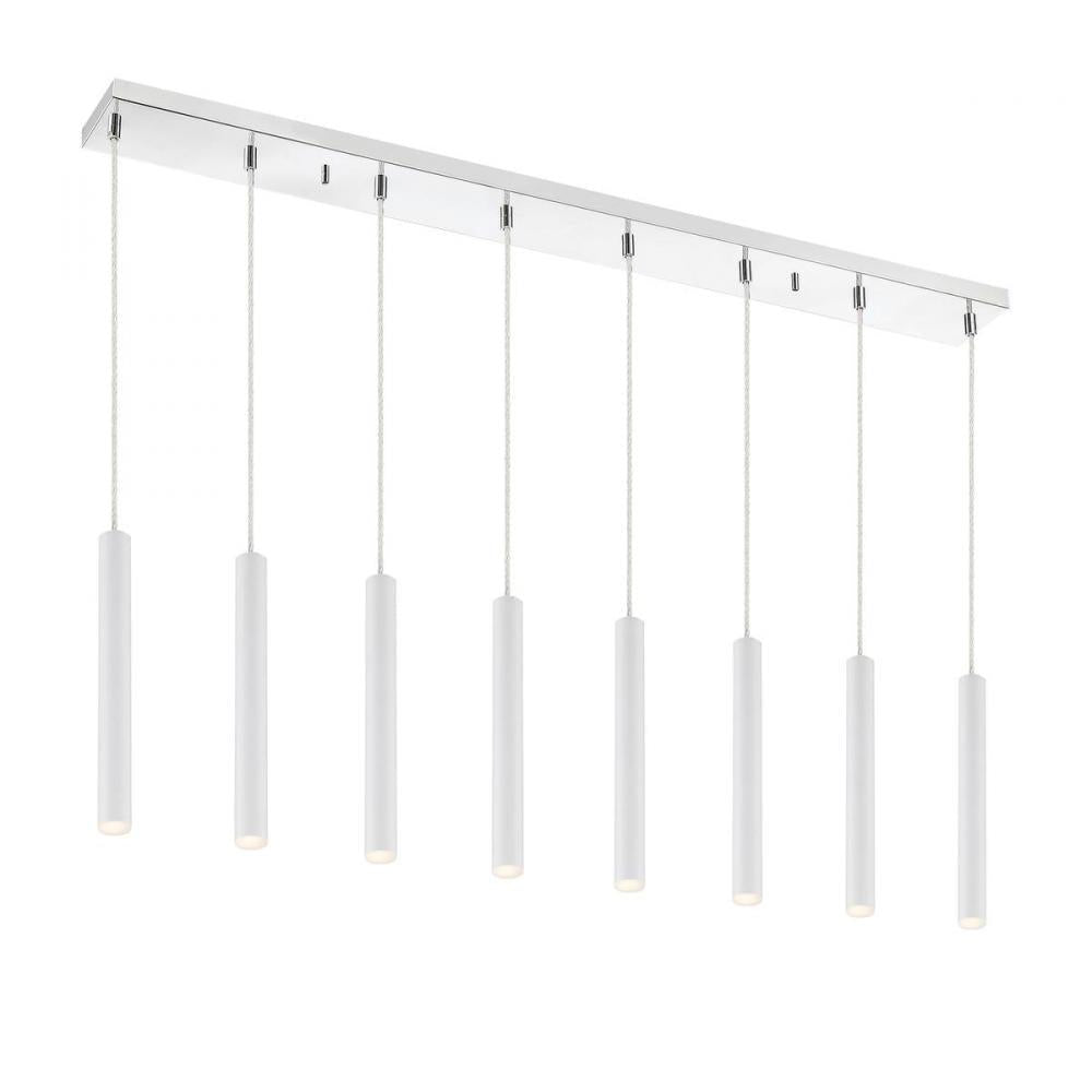 8 Light Linear Chandelier-Matte White