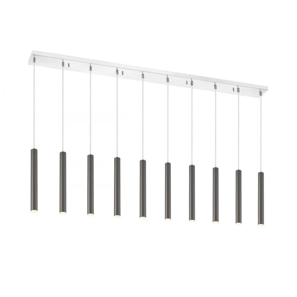 10 Light Linear Chandelier-Pearl Black