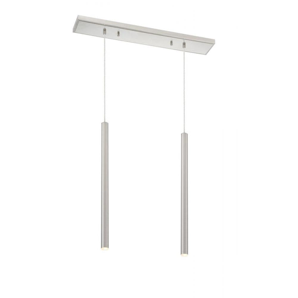 2 Light Linear Chandelier-Brushed Nickel
