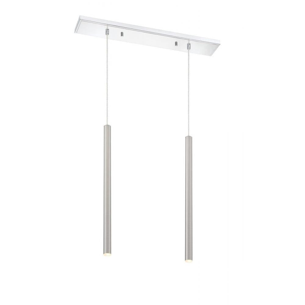 2 Light Linear Chandelier-Brushed Nickel
