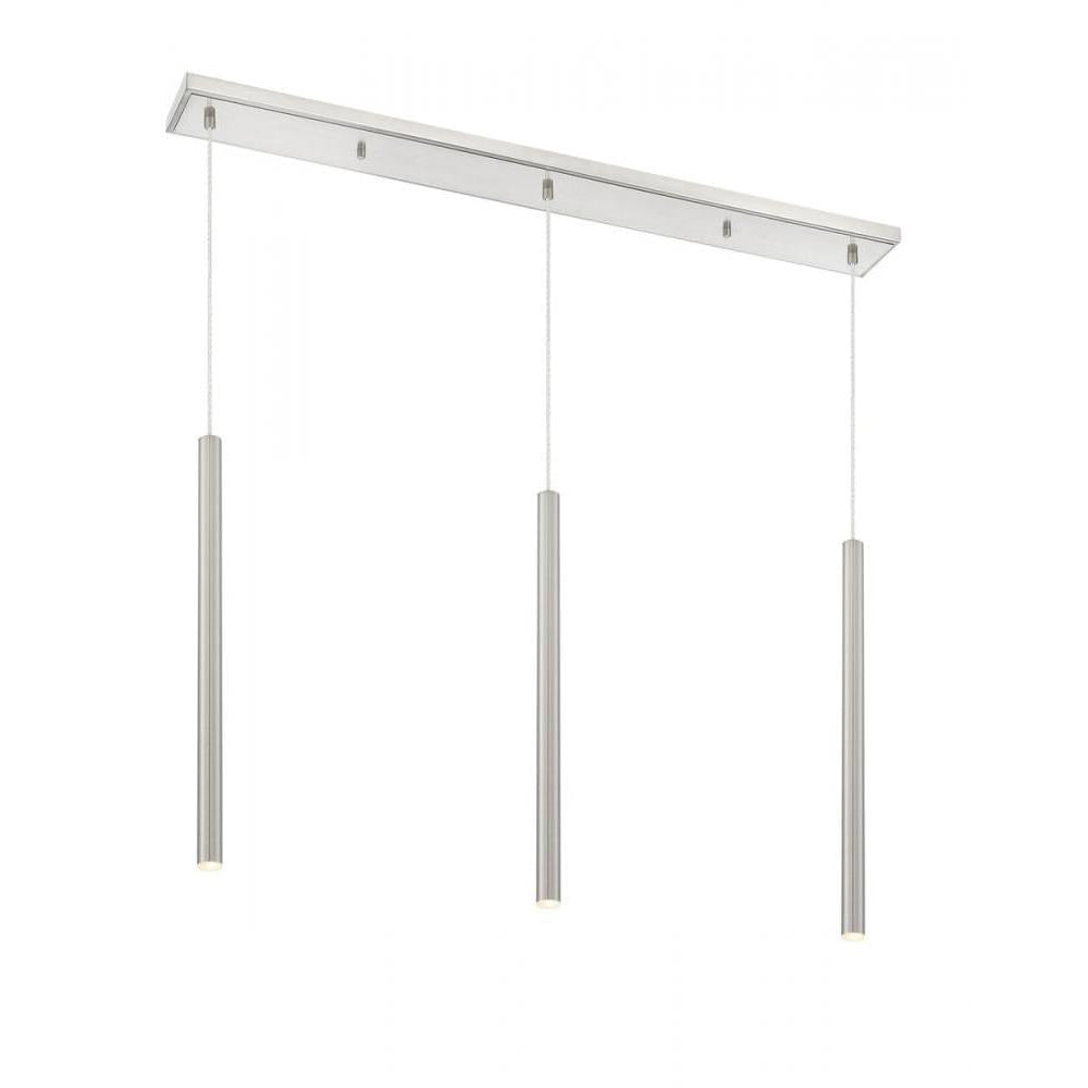 3 Light Linear Chandelier-Brushed Nickel