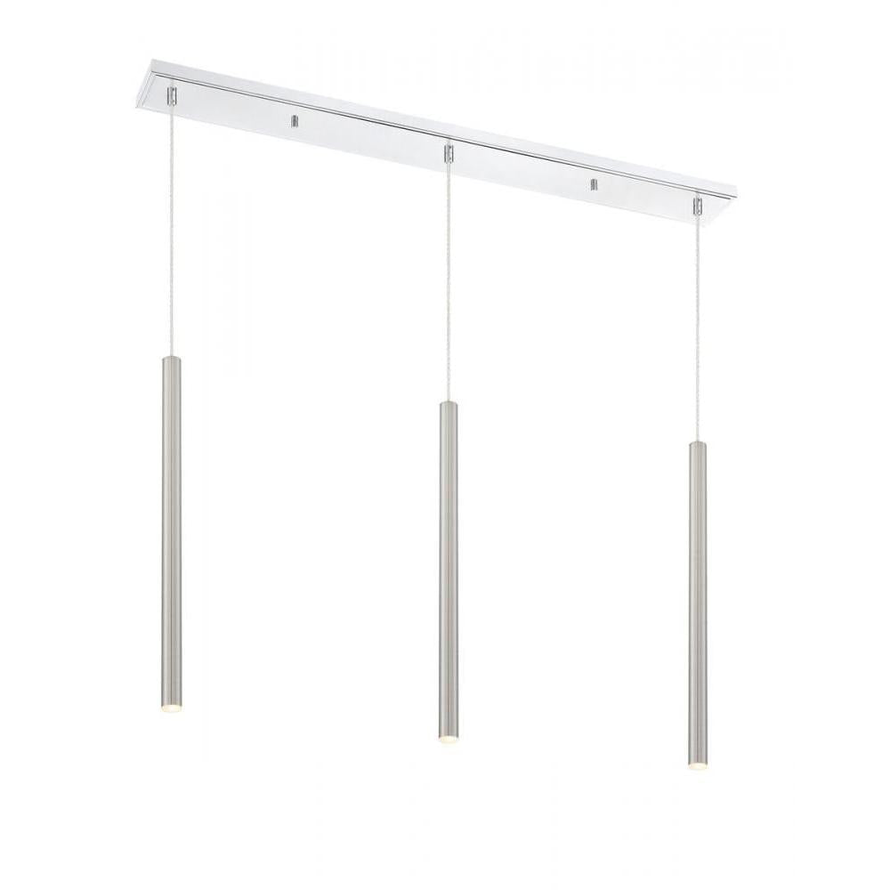 3 Light Linear Chandelier-Brushed Nickel