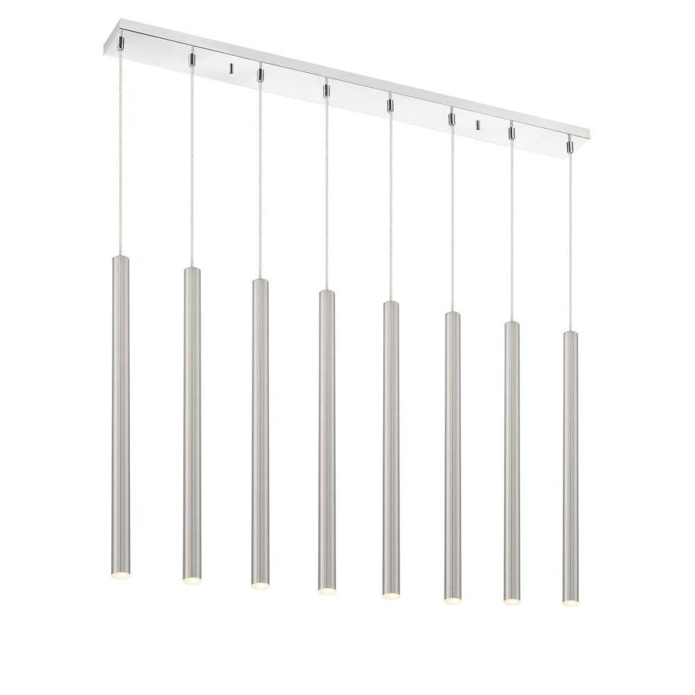 8 Light Linear Chandelier-Brushed Nickel