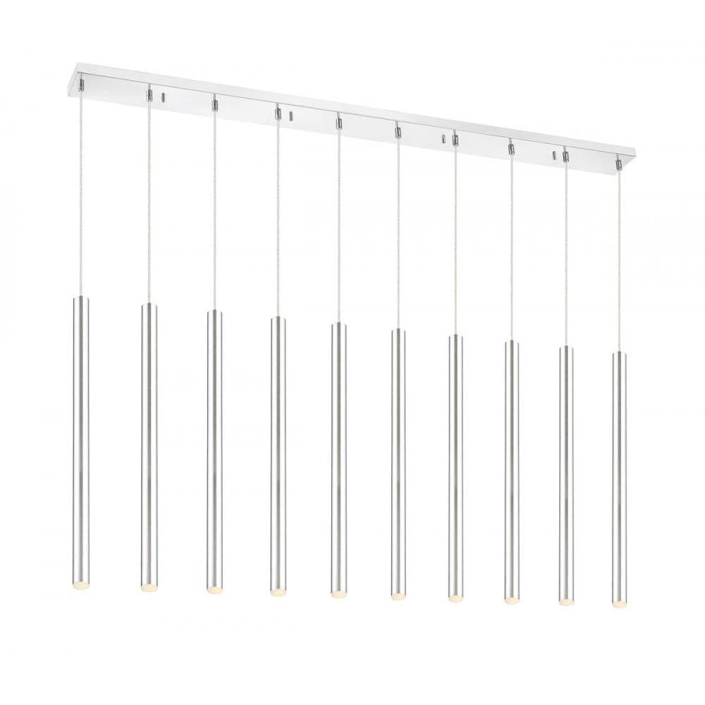 10 Light Linear Chandelier-Chrome