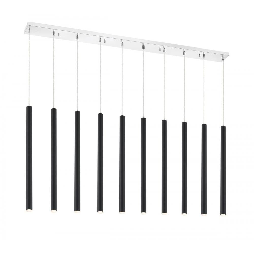 10 Light Linear Chandelier-Matte Black