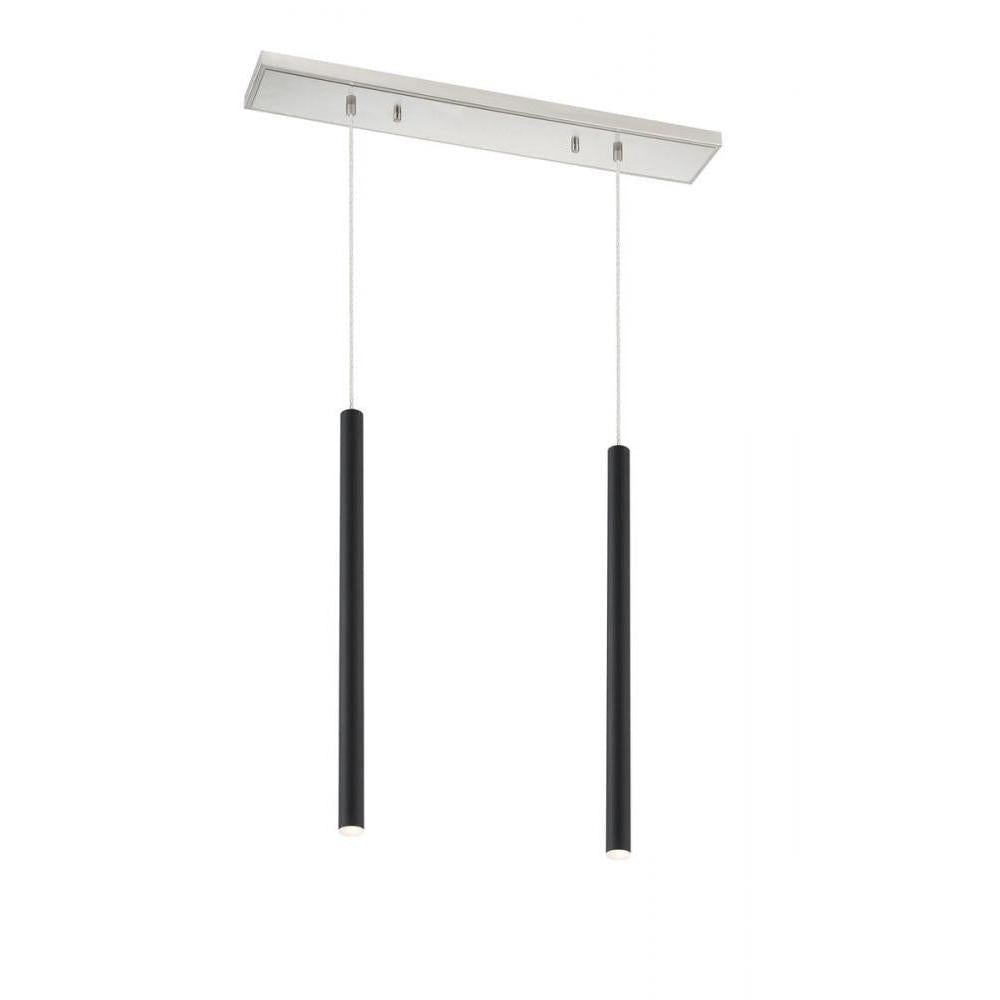 2 Light Linear Chandelier-Matte Black