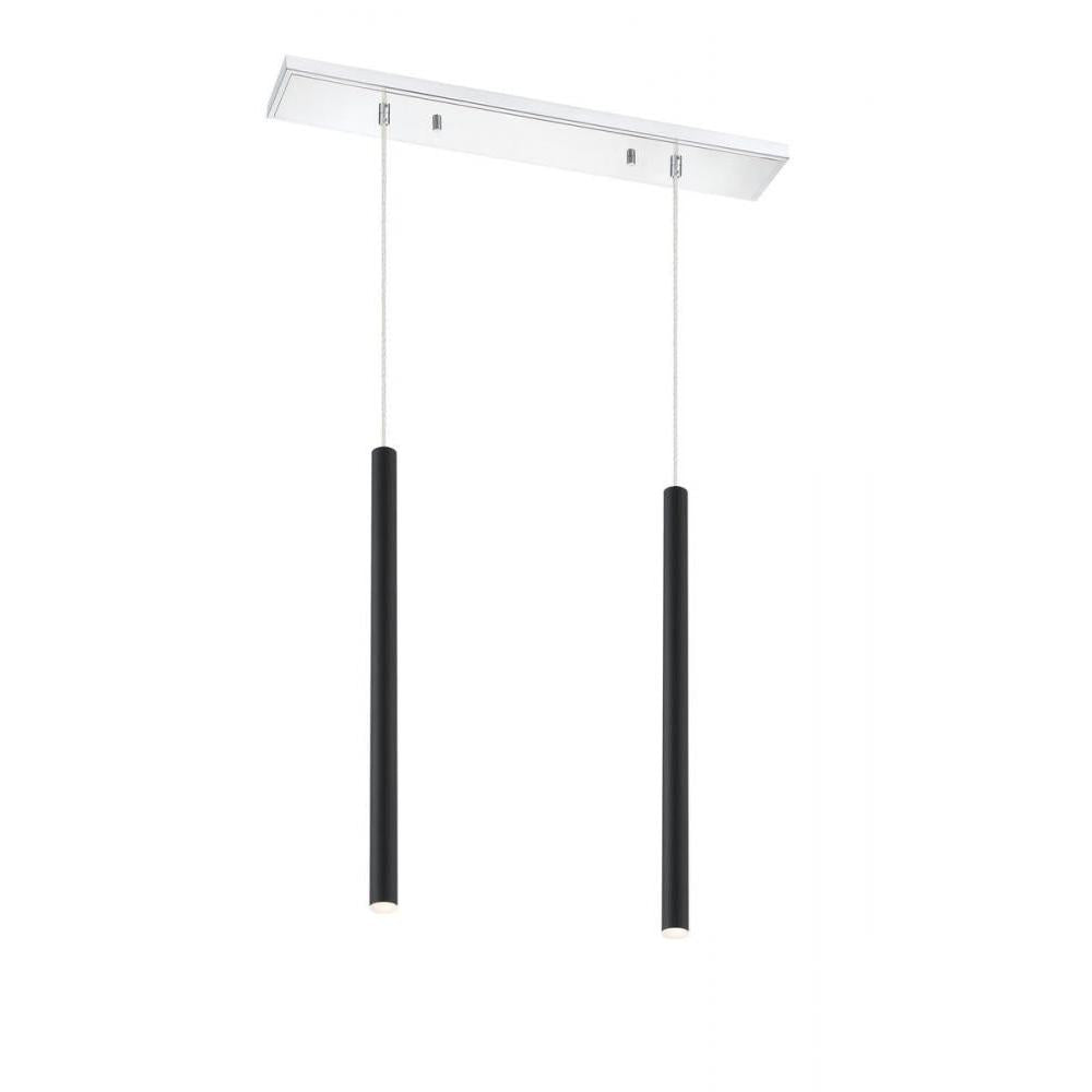 2 Light Linear Chandelier-Matte Black