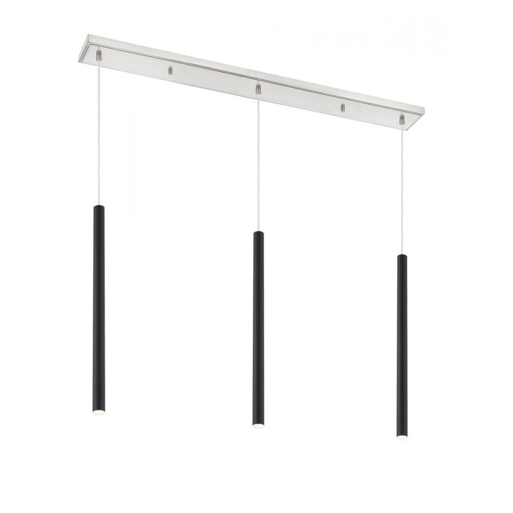 3 Light Linear Chandelier-Matte Black