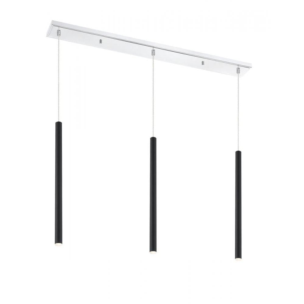 3 Light Linear Chandelier-Matte Black