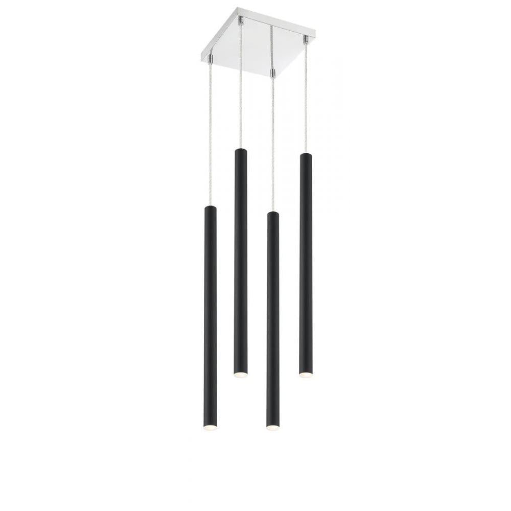 4 Light Chandelier-Matte Black