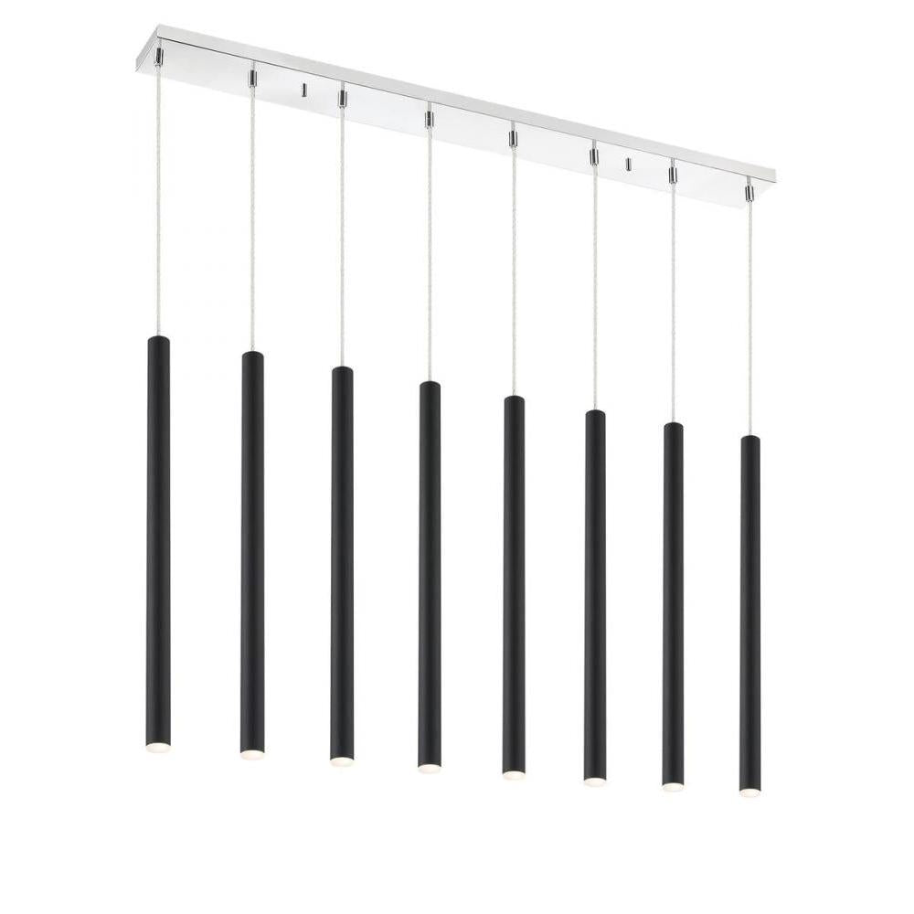 8 Light Linear Chandelier-Matte Black