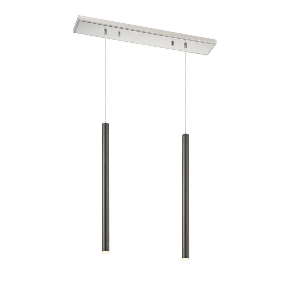 2 Light Linear Chandelier-Pearl Black