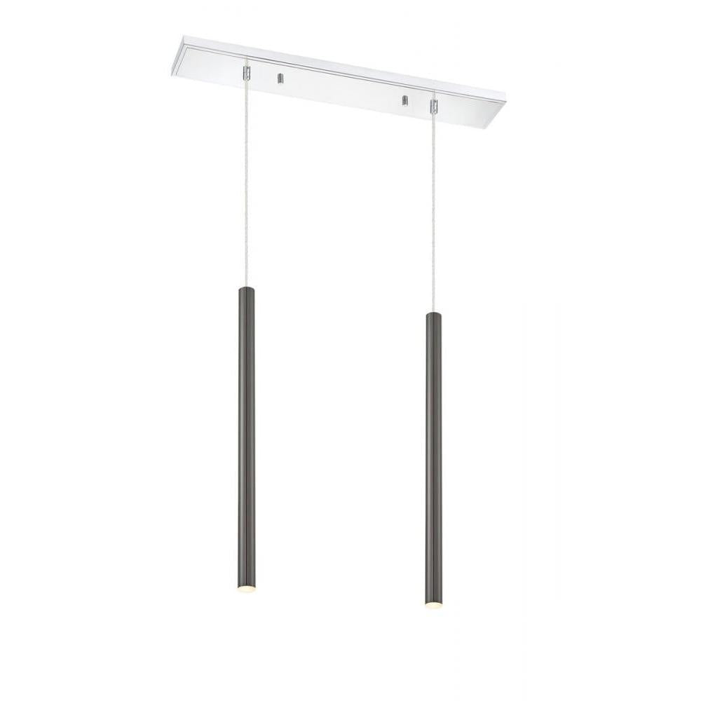 2 Light Linear Chandelier-Pearl Black