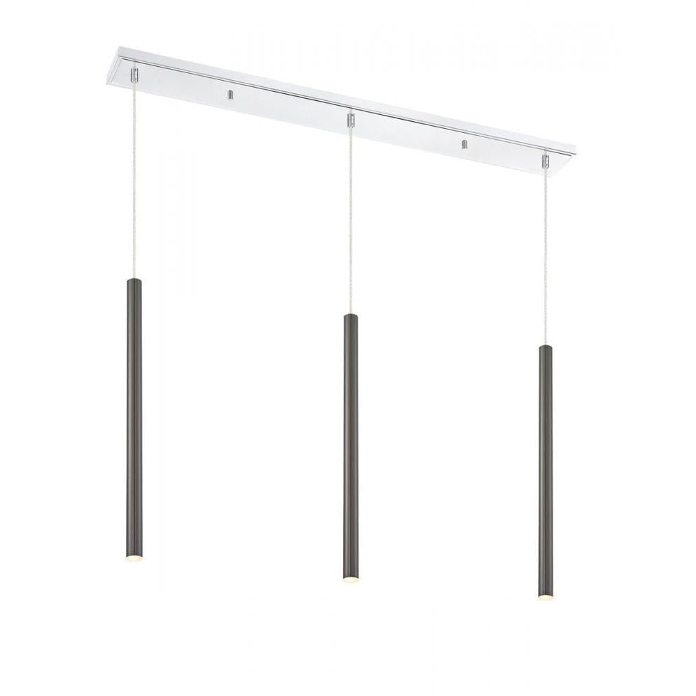 3 Light Linear Chandelier-Pearl Black