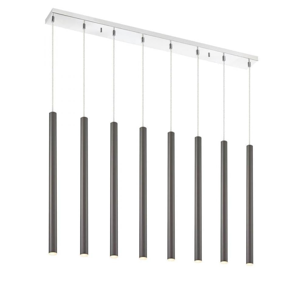 8 Light Linear Chandelier-Pearl Black