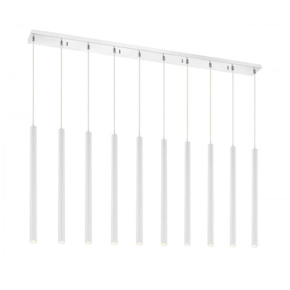 10 Light Linear Chandelier-Matte White