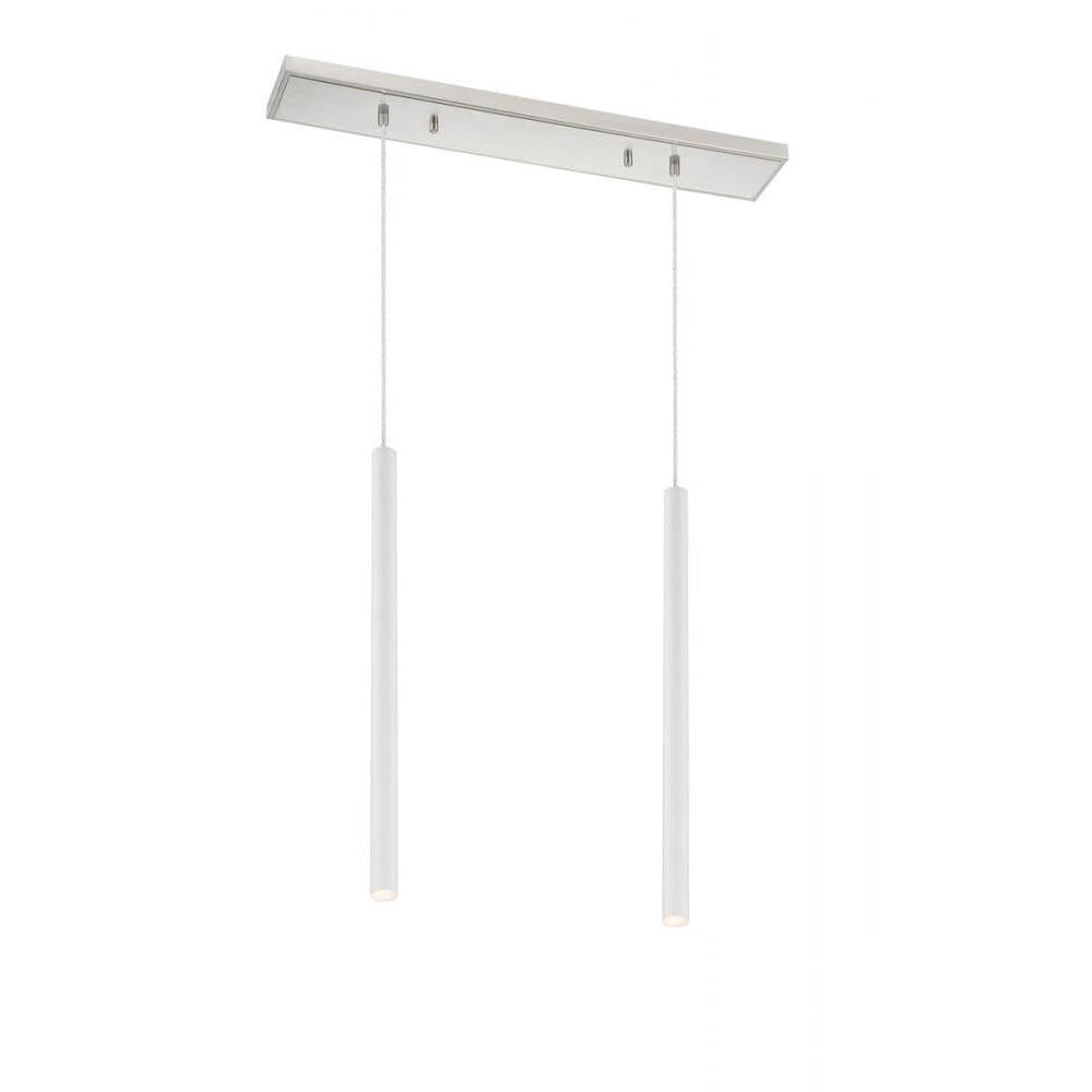 2 Light Linear Chandelier-Matte White