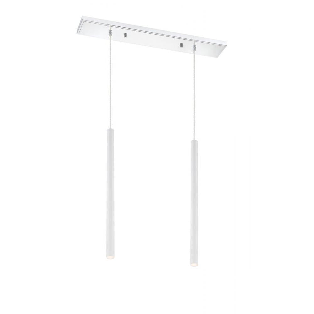 2 Light Linear Chandelier-Matte White