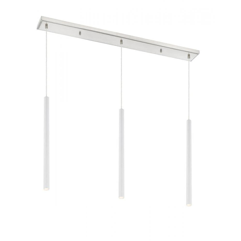 3 Light Linear Chandelier-Matte White