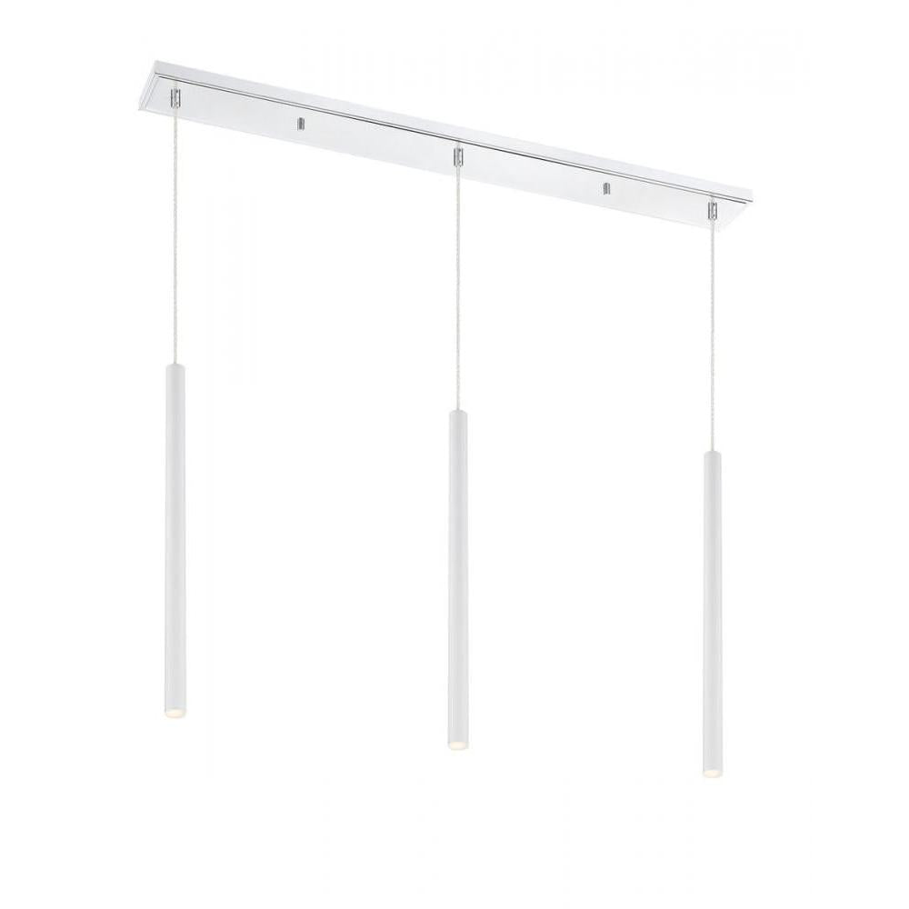 3 Light Linear Chandelier-Matte White