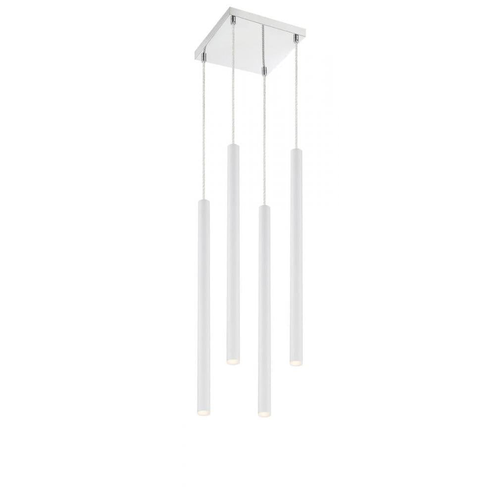 4 Light Chandelier-Matte White
