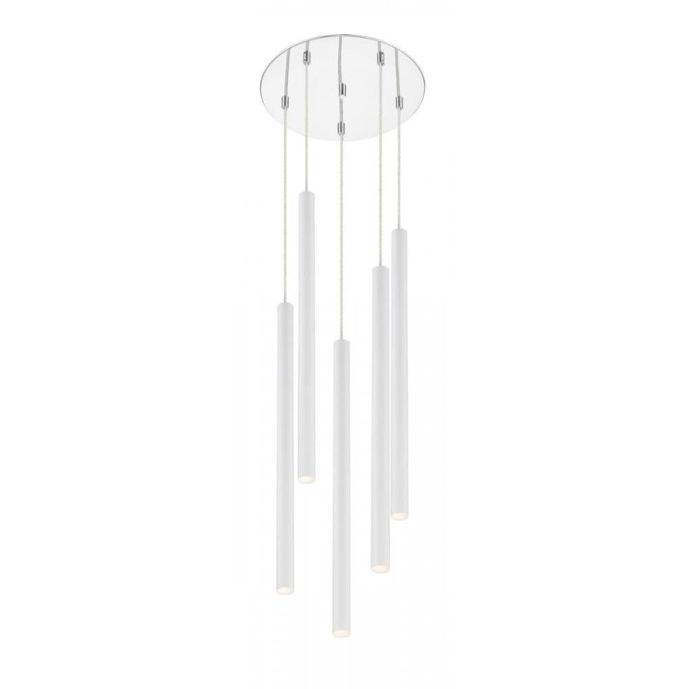 5 Light Chandelier-Matte White