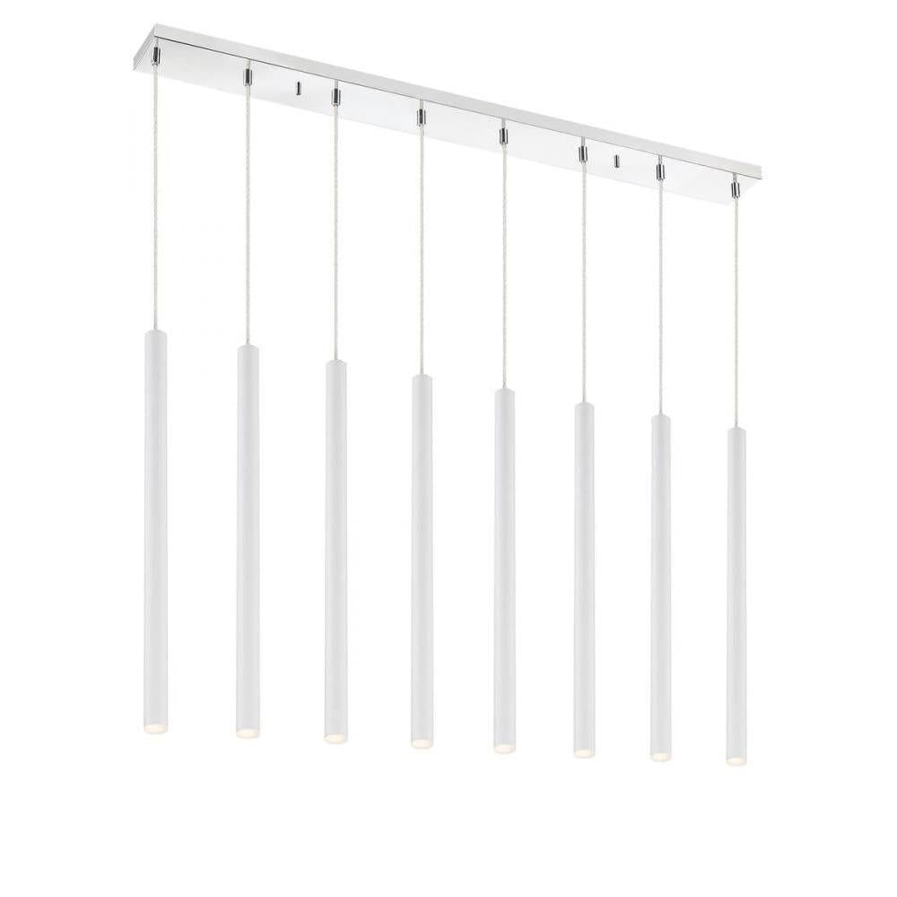 8 Light Linear Chandelier-Matte White