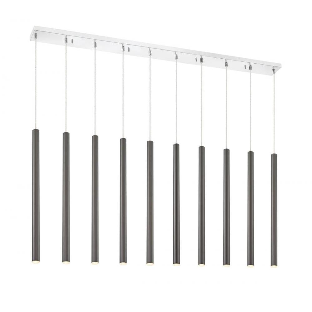 10 Light Linear Chandelier-Pearl Black