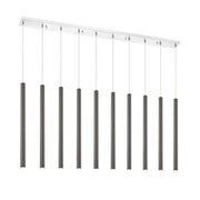 10 Light Linear Chandelier-Pearl Black