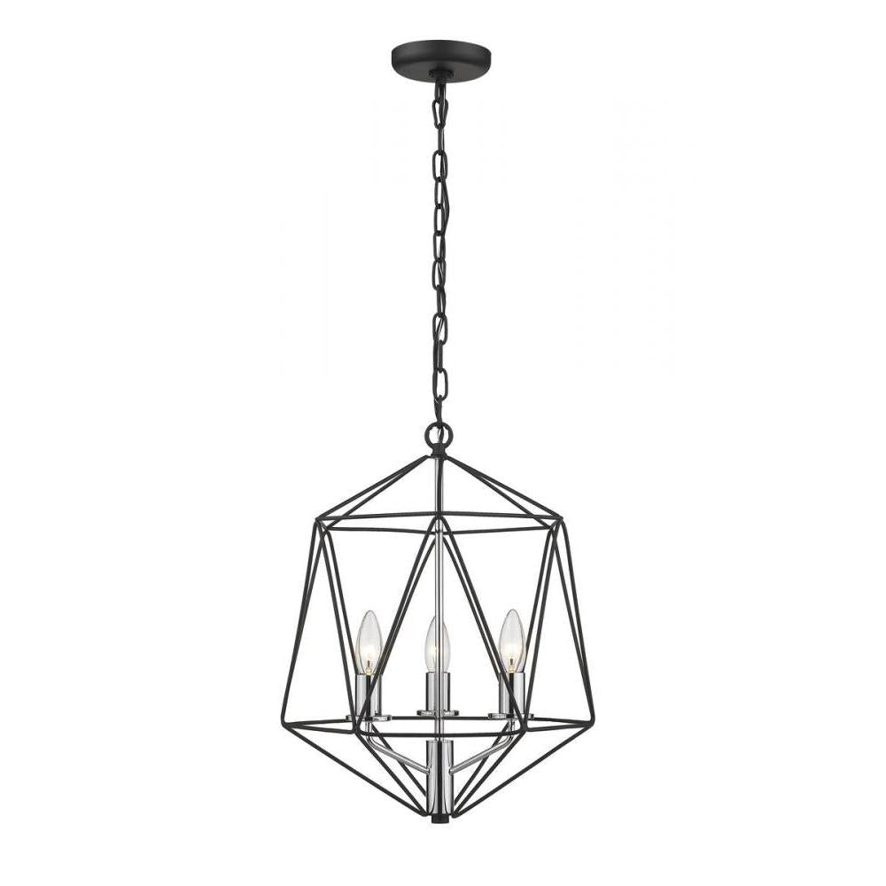 3 Light Chandelier-Matte Black