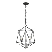 3 Light Chandelier-Matte Black