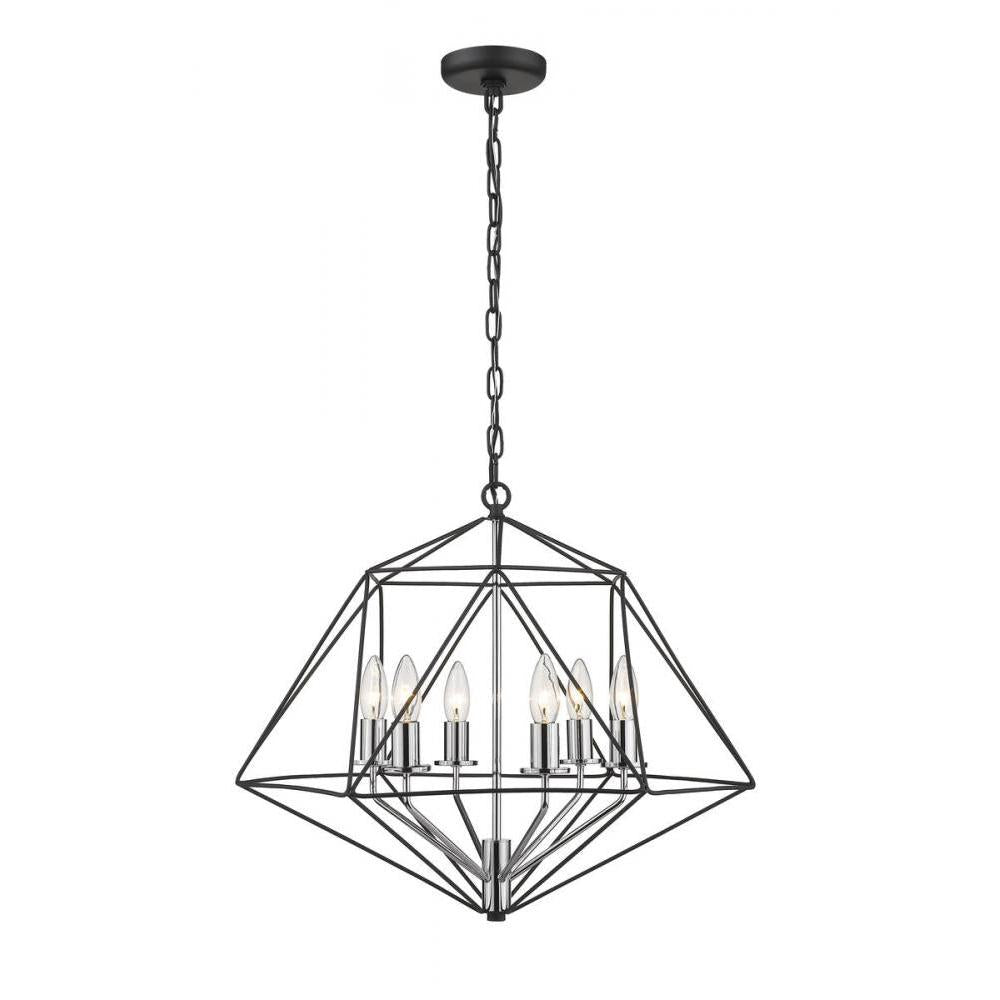 6 Light Chandelier-Matte Black